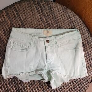 LOST Teen Girl Mint Green Cut-Off Jean Shorts Sz 3 Jr Coquette Fairycore Girly